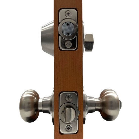 Ultra Flat Ball Entry Lock & Deadbolt Combo | MFS Supply - Side of Door